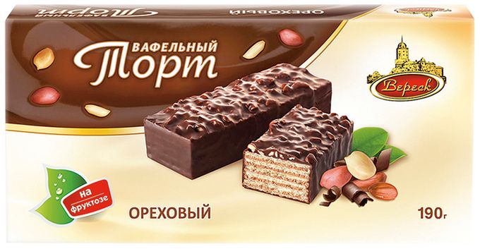 фото упаковки Торт вафельный Ореховый на фруктозе