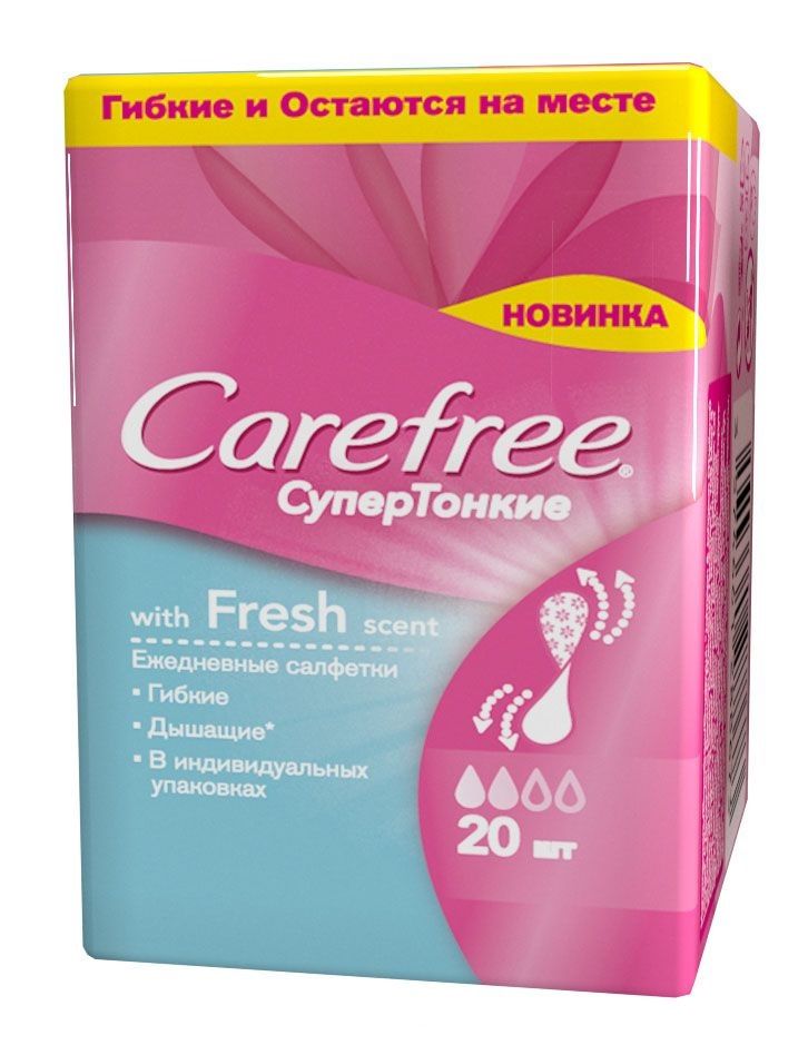 фото упаковки Carefree Fresh scent Супертонкие ежедневные салфетки