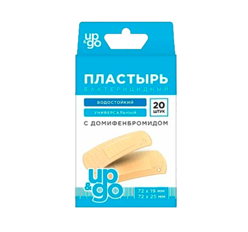 фото упаковки Пластырь бактерицидный универсальный водостойкий UP&GO