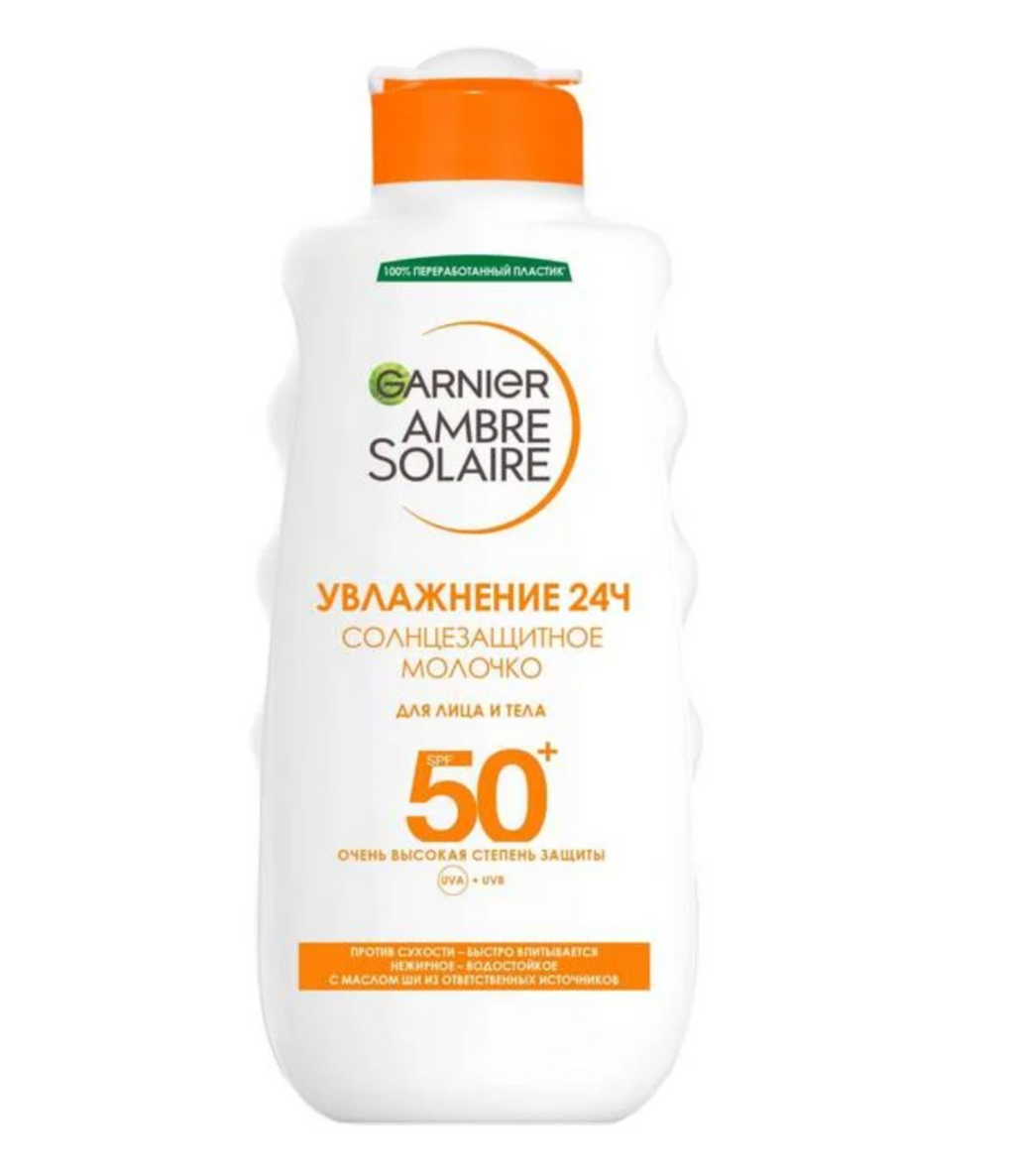 фото упаковки Garnier Ambre Solaire Солнцезащитное молочко с маслом ши