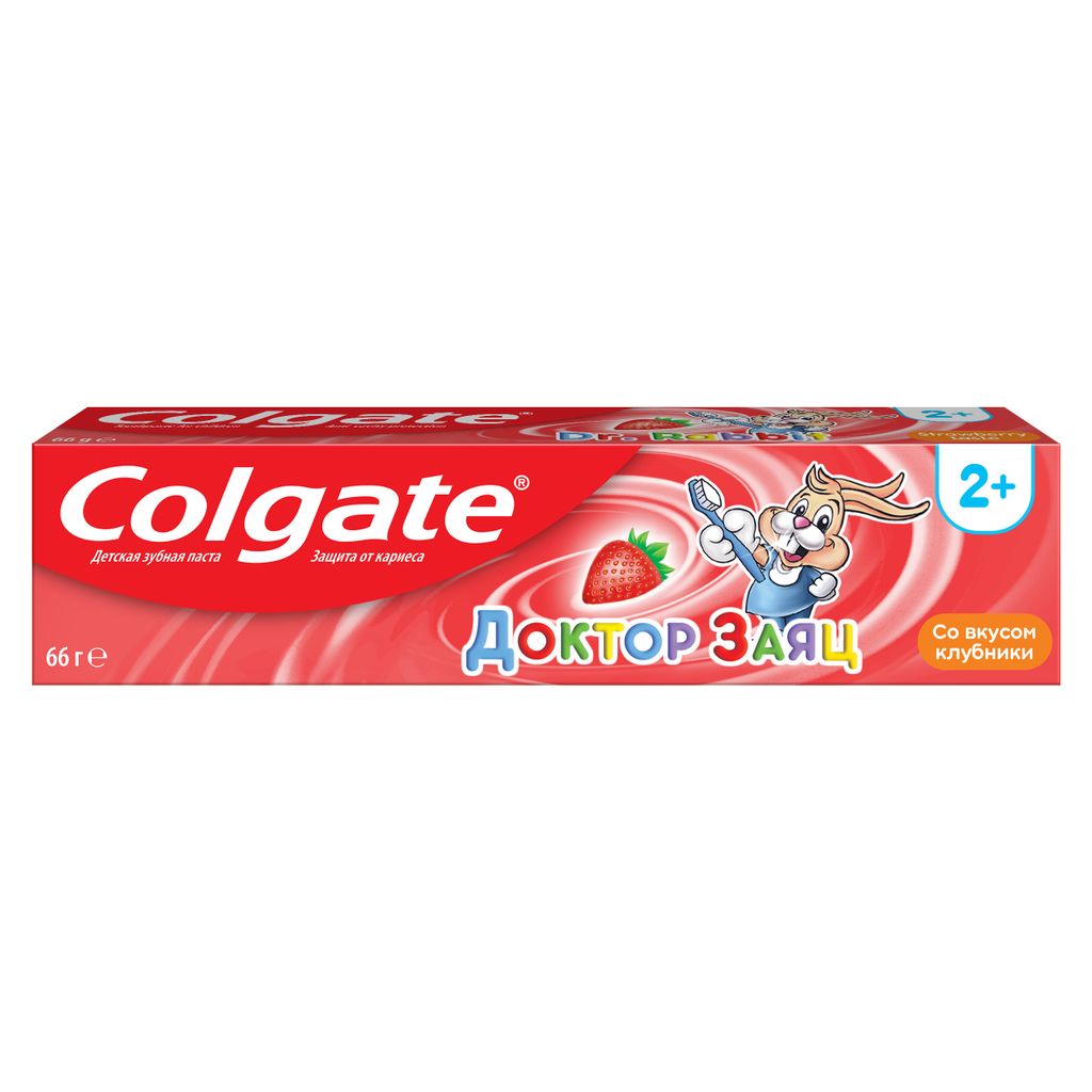 Colgate Доктор Заяц детская зубная паста, паста зубная, со  вкусом или ароматом клубники, 50 мл, 1 шт.