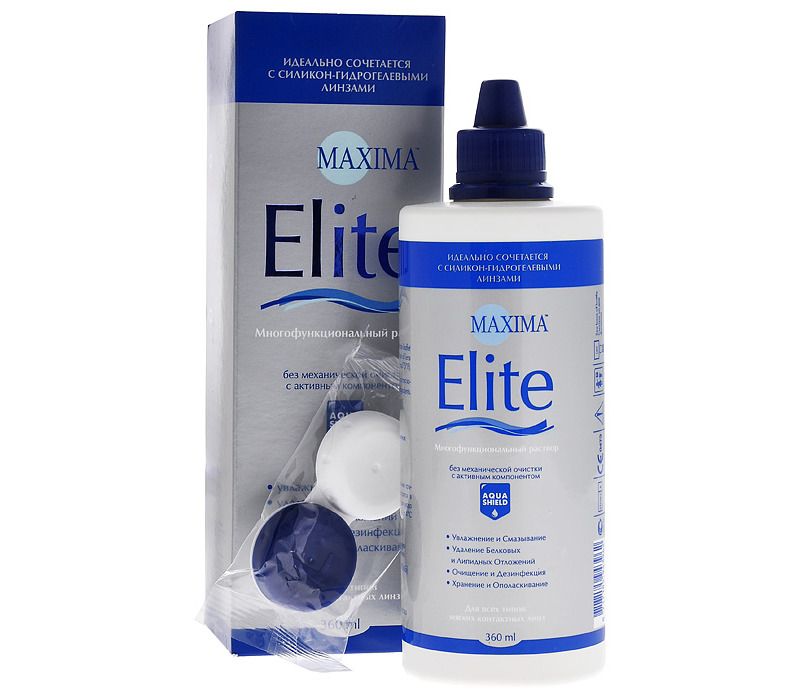 фото упаковки Maxima Elite раствор универсальный для ухода за контактными линзами