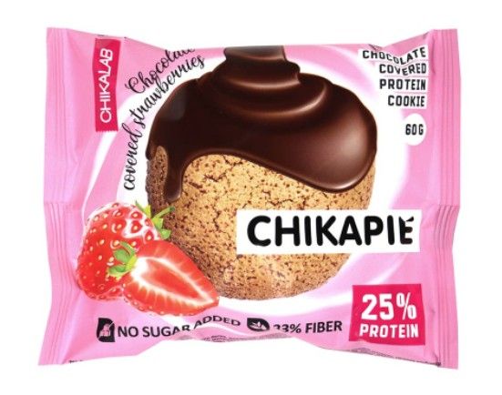 фото упаковки Chikalab Chikapie Печенье протеиновое с начинкой Клубника в шоколаде