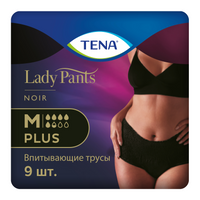 фото упаковки Впитывающие трусы Tena Lady Pants Plus, Medium M (2), 75-105 см, трусы урологические, черного цвета, 9 шт. фото упаковки Впитывающие трусы Tena Lady Pants Plus
