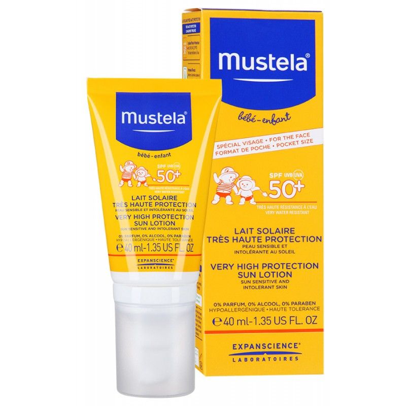 фото упаковки Mustela Sun Солнцезащитное молочко для детей SPF-50+