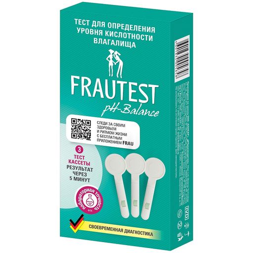 Frautest pH-Balance Тест для определения уровня кислотности влагалища, 3 шт.