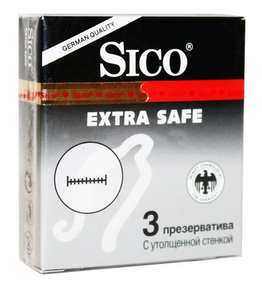 Презервативы Sico Extra safe, презервативы, с утолщенной стенкой, 3 шт.