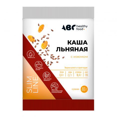 ABC Хэлси Фуд каша льняная с изюмом, каша, 40 г, 1 шт.