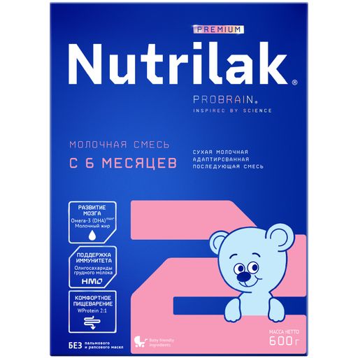 Nutrilak Premium 2 Смесь молочная 6-12 мес, смесь молочная сухая, 600 г, 1 шт.