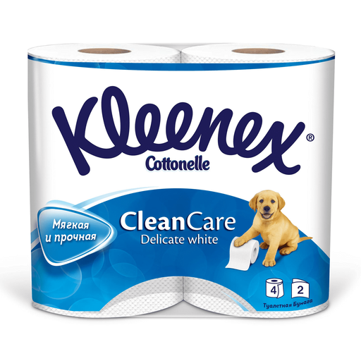 Kleenex Clean Care Delicate Туалетная бумага, двухслойная, белого цвета, 4 шт. цена