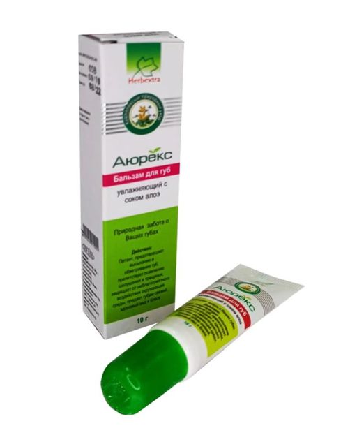 Herbextra Аюрекс бальзам для губ, увлажняющий, с алоэ, 10 г, 1 шт.