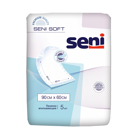 Пеленки впитывающие Seni soft, 60х90, 5 шт. цена