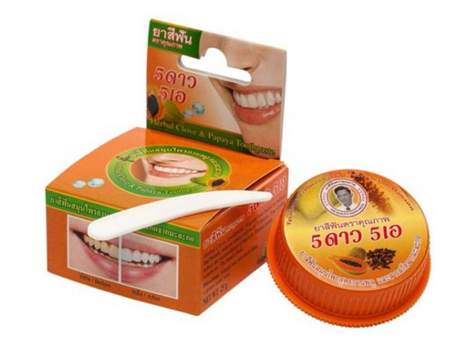 5 star cosmetic паста зубная отбеливающая травяная, для детей с 14 лет и взрослых, паста, с экстрактом папайи, 25 г, 1 шт.