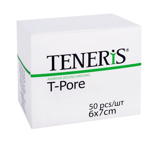Teneris T-Pore Пластырь фиксирующий, 6х7см, пластырь, нетканая основа, 1 шт.