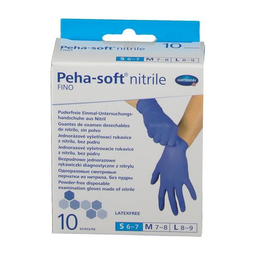 Peha-Soft Nitrile Fino Перчатки медицинские, S (6-7), синего цвета, 10 шт.