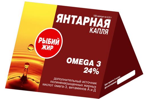 Рыбий жир Янтарная капля, 0.3 г, капсулы, 100 шт.