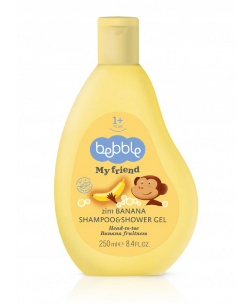 Bebble Шампунь-гель детский 2 в 1 от 1 года, шампунь-гель, банан, 250 мл, 1 шт.