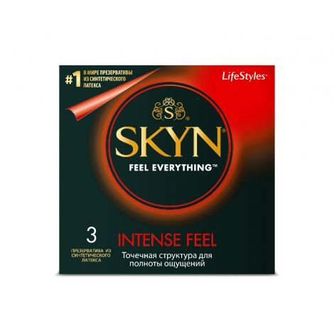 Skyn Intense Feel Презервативы точечная структура, презерватив, синтетический латекс, 3 шт.