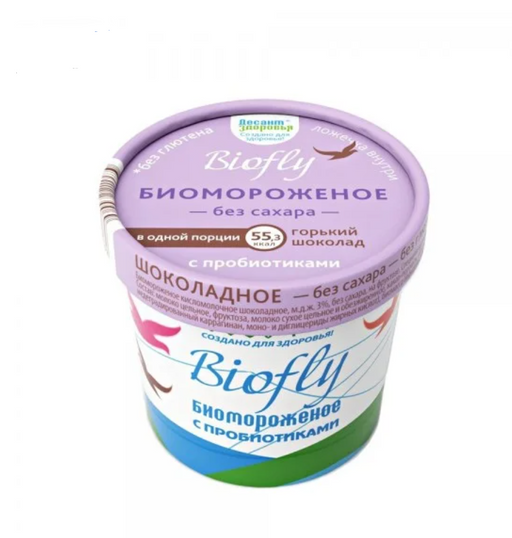 Biofly Биомороженое Горький шоколад без сахара с пробиотиками, мороженое, стаканчик бумажный, 45 г, 1 шт.