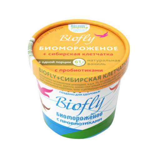 Biofly Биомороженое Сибирская клетчатка яблоко молочное 3%, мороженое, стаканчик бумажный, 45 г, 1 шт.