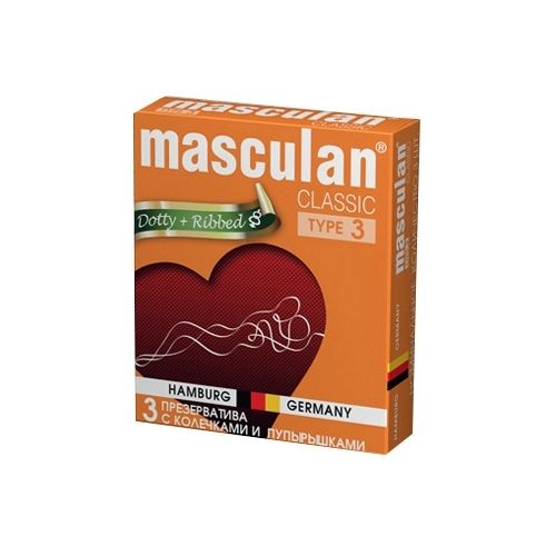 Презервативы Masculan Classic 3, презерватив, с колечками и пупырышками, 3 шт.