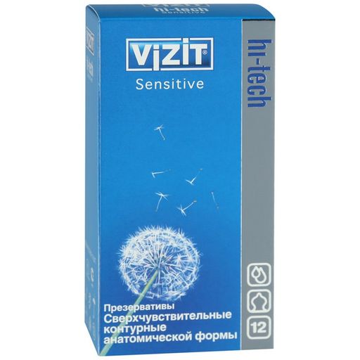 Презервативы Vizit Hi-Tech Sensitive, презерватив, сверхчувствительный, 12 шт.