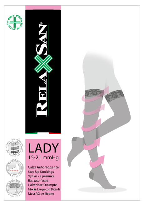 Relaxsan Stay-up lady Чулки компрессионные 1 класс компрессии, р. 5, арт. 960А (15-21 mm Hg), черного цвета, пара, 1 шт.
