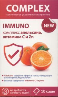 Complex Immuno Апельсин Витамин С Цинк, порошок для приема внутрь, 2 г, 10 шт.